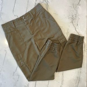 Anthropologie Elevenses Olive Green Silky Jogger Pants - Size 4